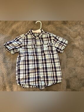 Crazy 8 Short-Sleeve Plaid Button-Down Shirt - Navy & White